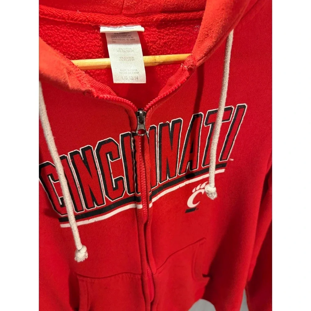 Pro Edge Cincinnati Bearcats Youth Red Full Zip Hoodie‎ Sweatshirt Large 12/14